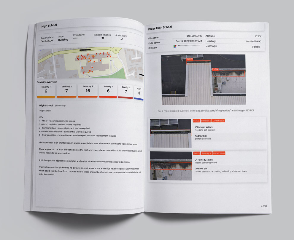 Roof inspection report at a local School.